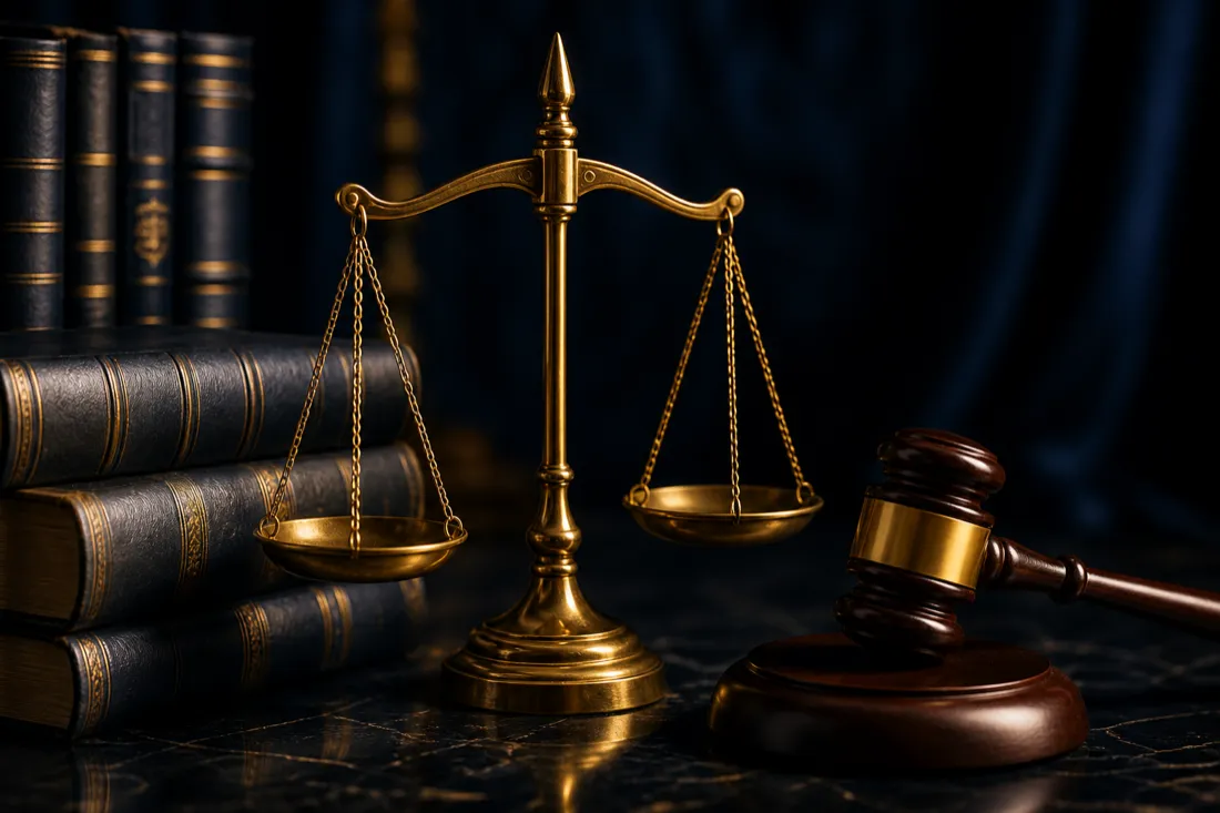 Scales of justice and a gavel, symbolising fair legal resolution